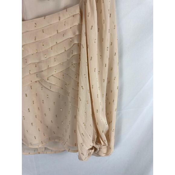 Express Gold Print Flow Blouse Size XS - Picture 2 of 6